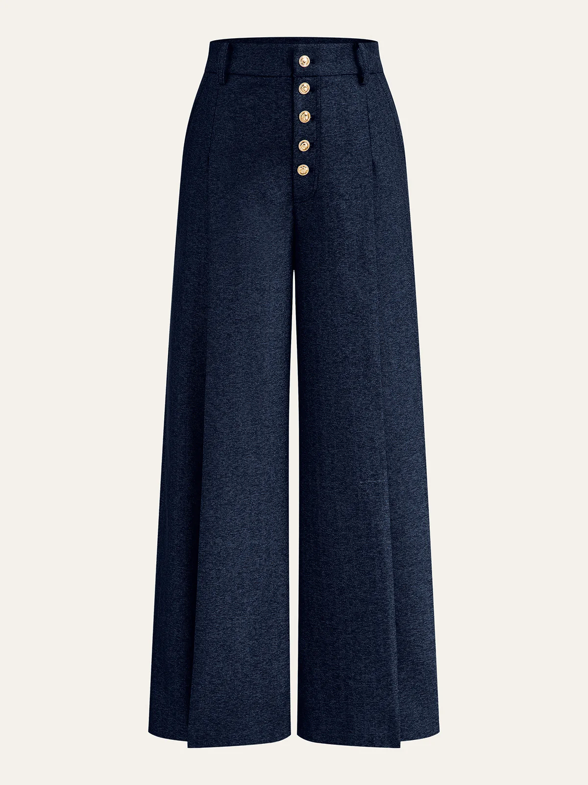 High-Waisted Button-Front Wide-Leg Pants - Wholesalesil