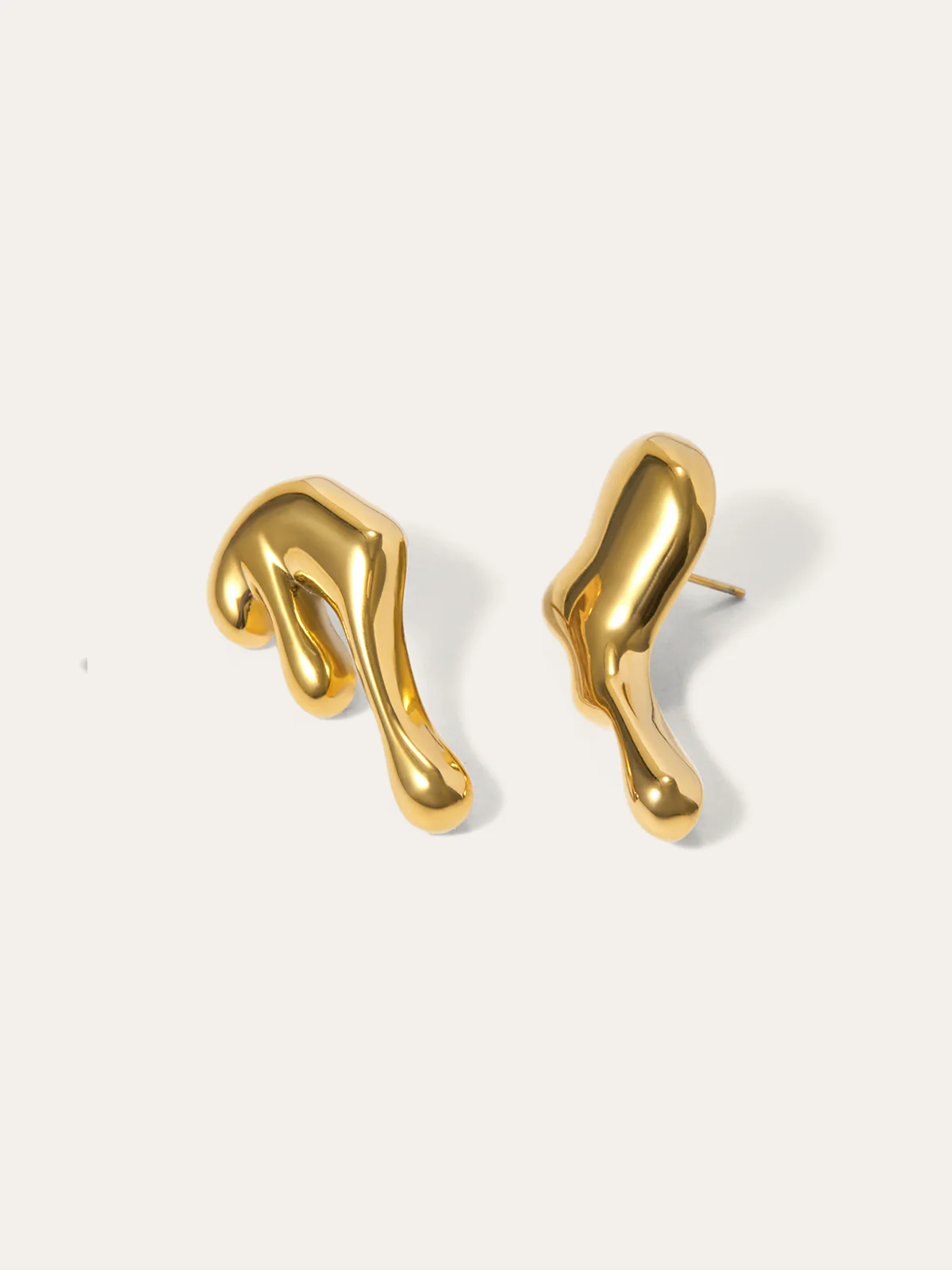 Golden Irregular Sculptural Stud Earrings - Wholesalesil