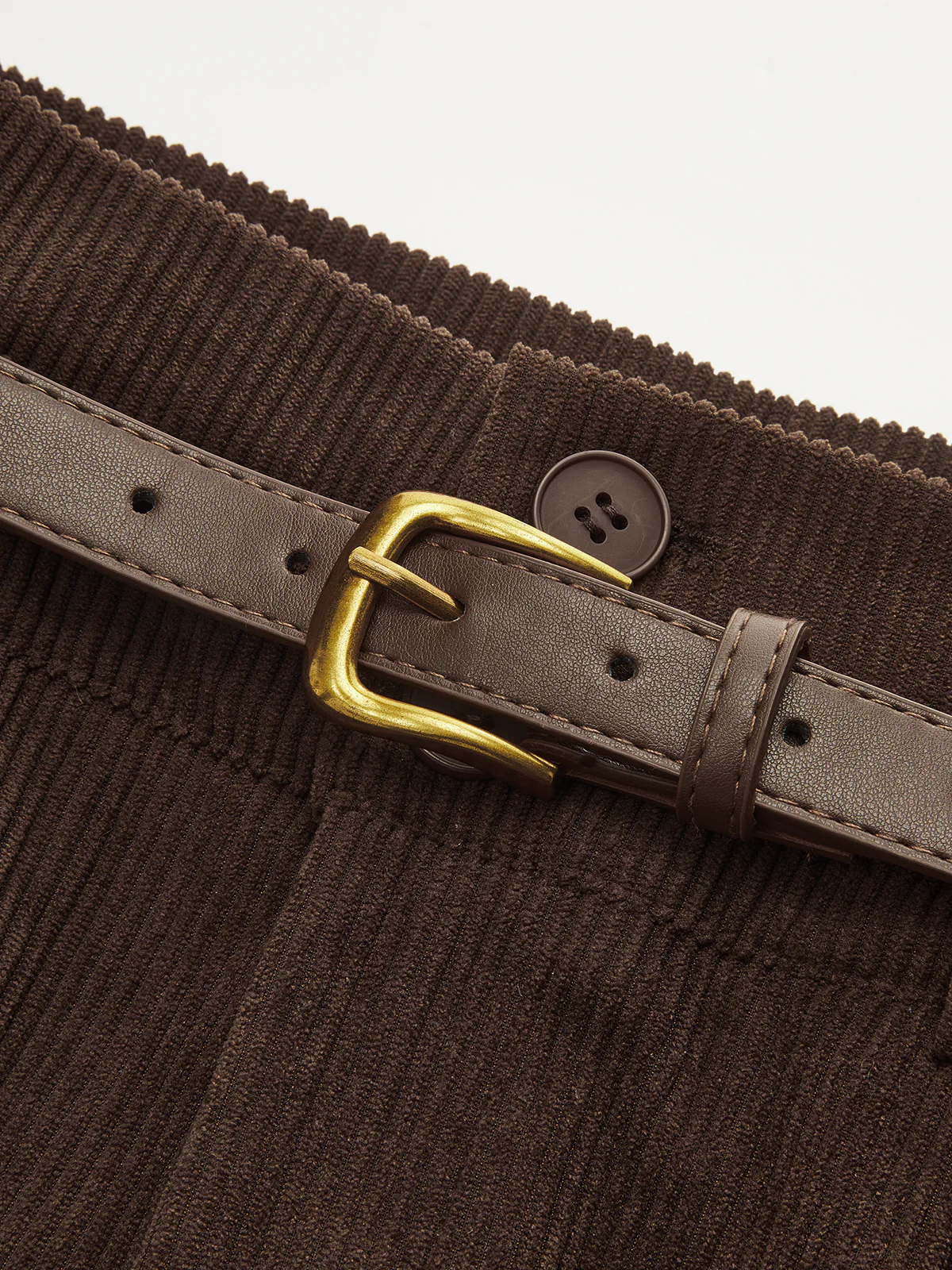 Belted Corduroy High-Waist Pants - Wholesalesil