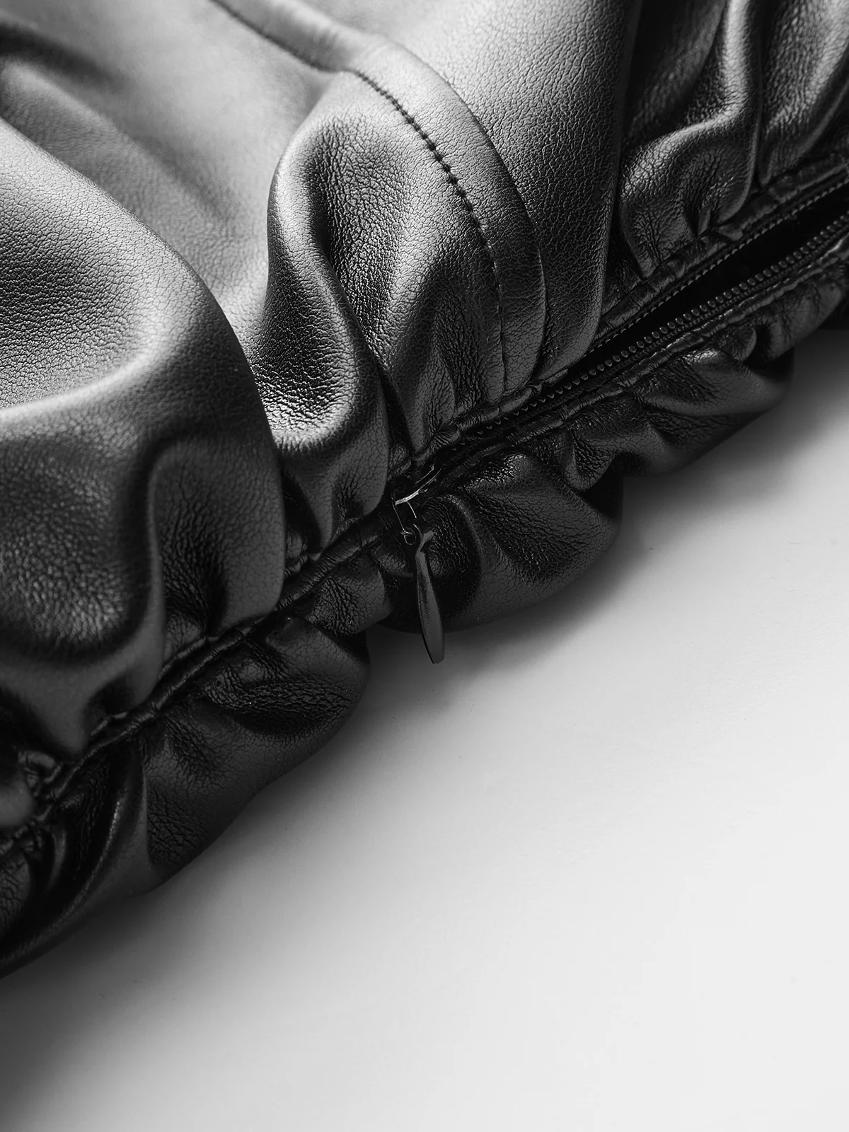 PU Leather Panel Long Sleeve Knit Dress - Wholesalesil