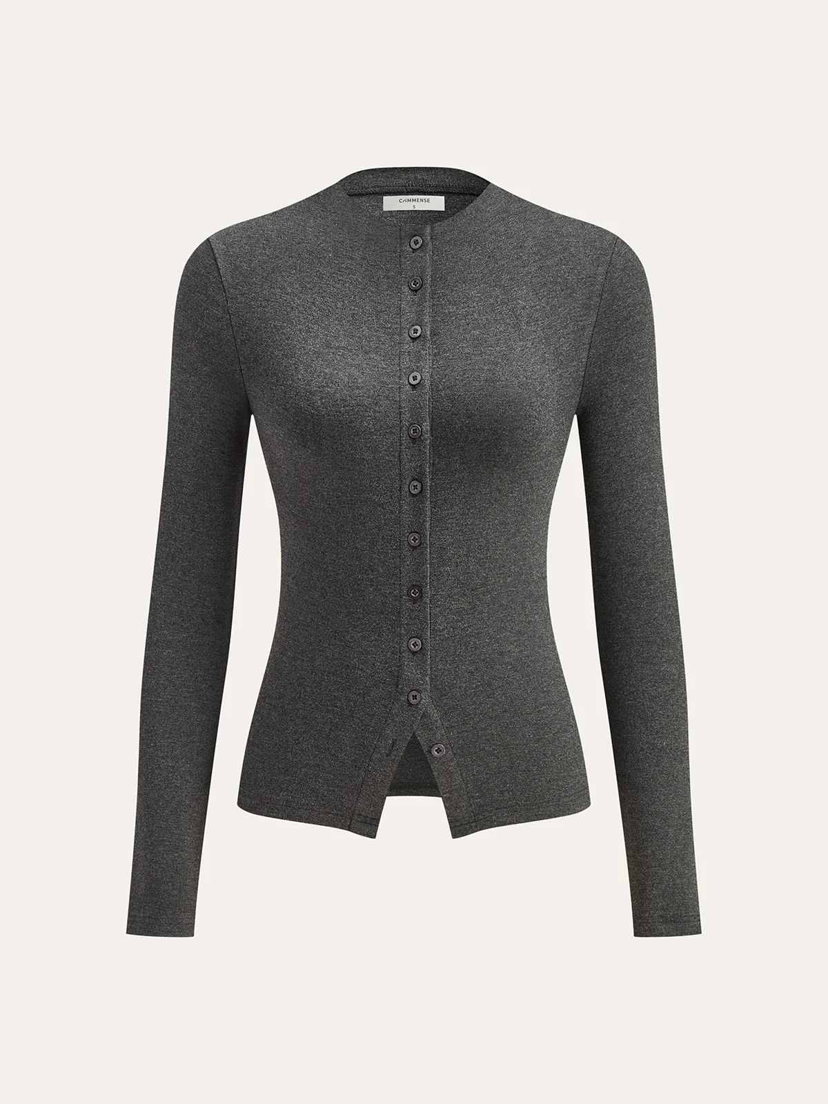 Mock Neck Button Long Sleeve T-Shirt - Wholesalesil