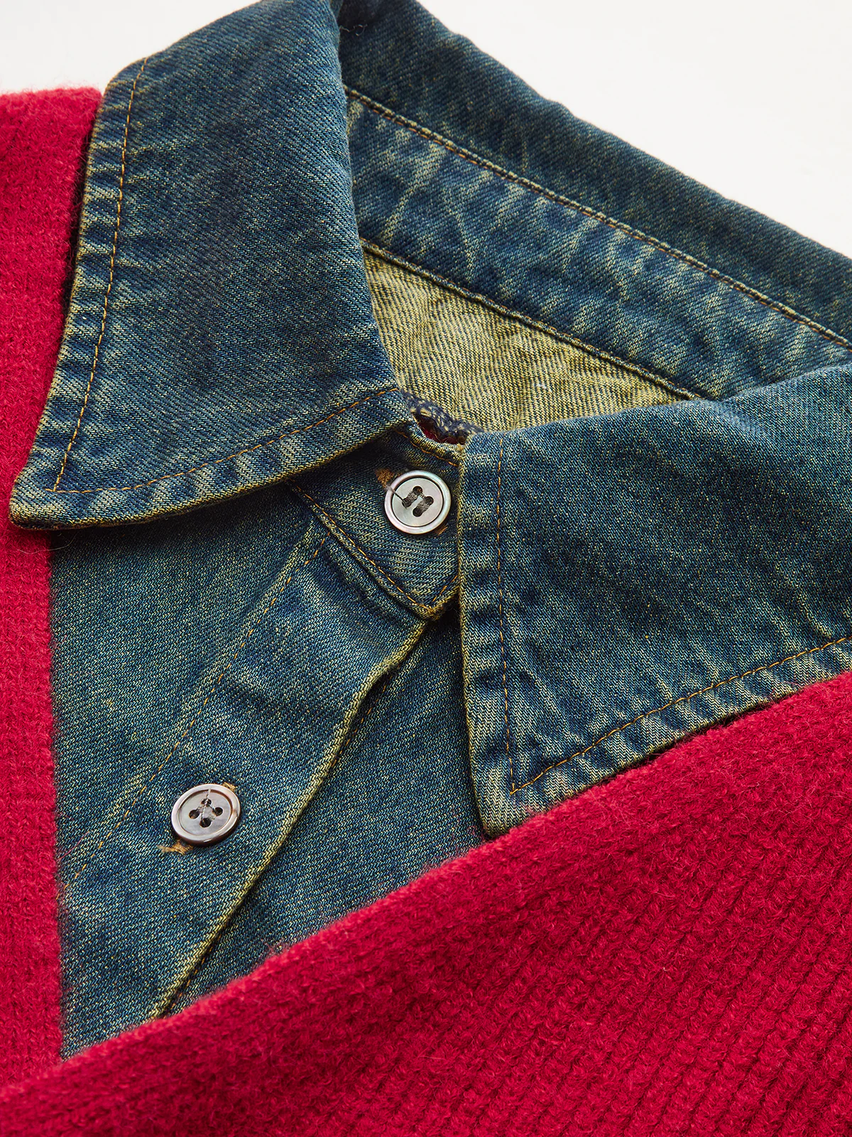 2 in 1 Denim Panel Asymmetric Sweater - Wholesalesil