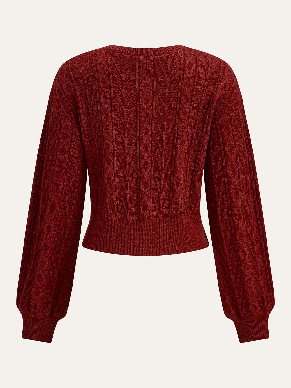 Wool Blend Bow Cable-Knit Cardigan - Wholesalesil