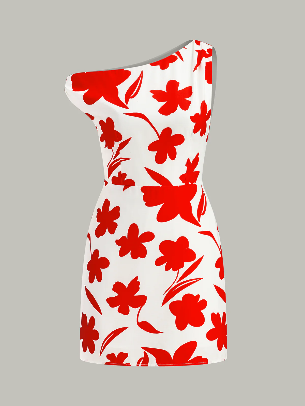 Asymmetrical Floral Print One-Shoulder Dress - Wholesalesil