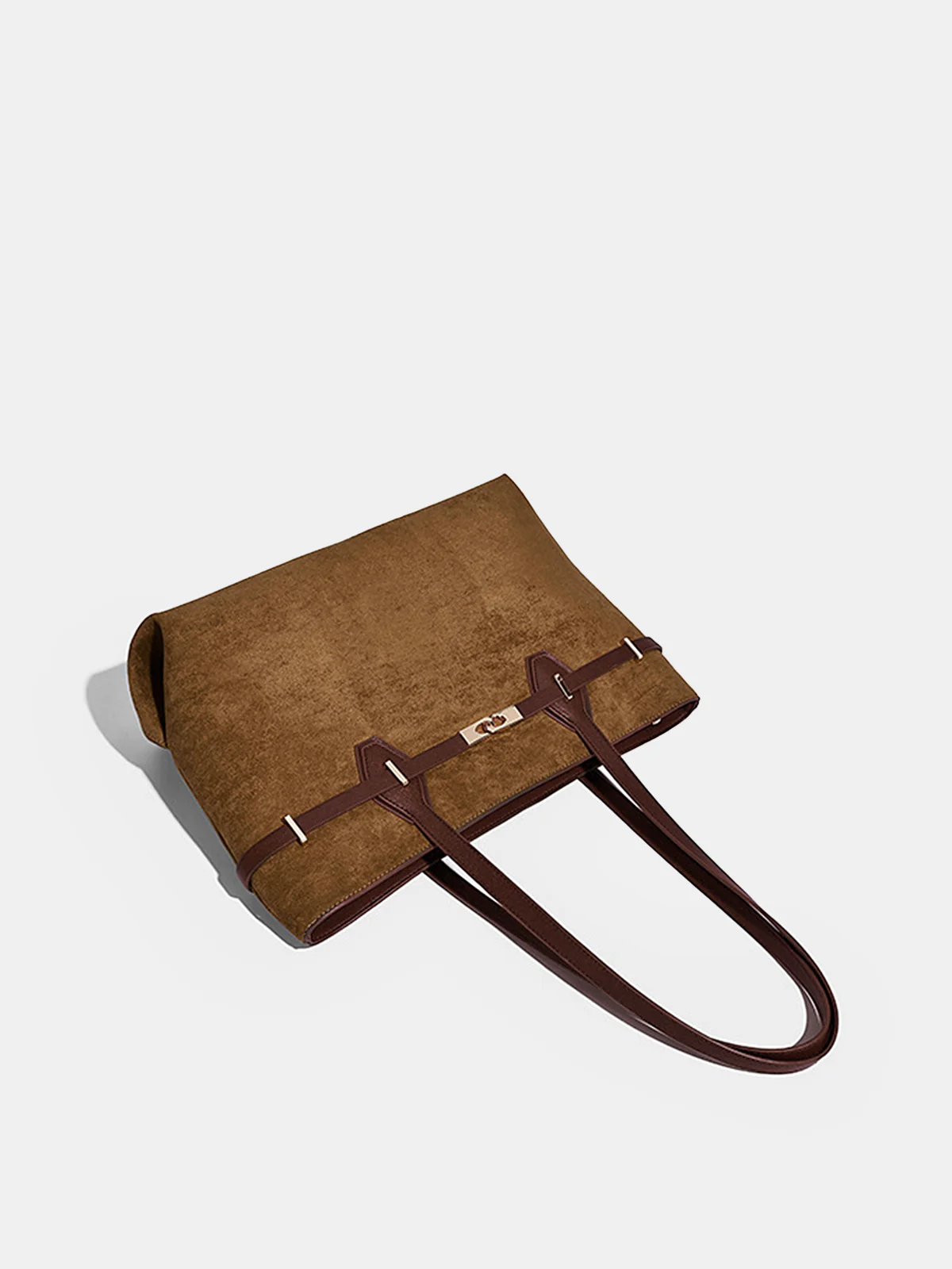 Contrast Strap Suede Effect Tote Bag - Wholesalesil