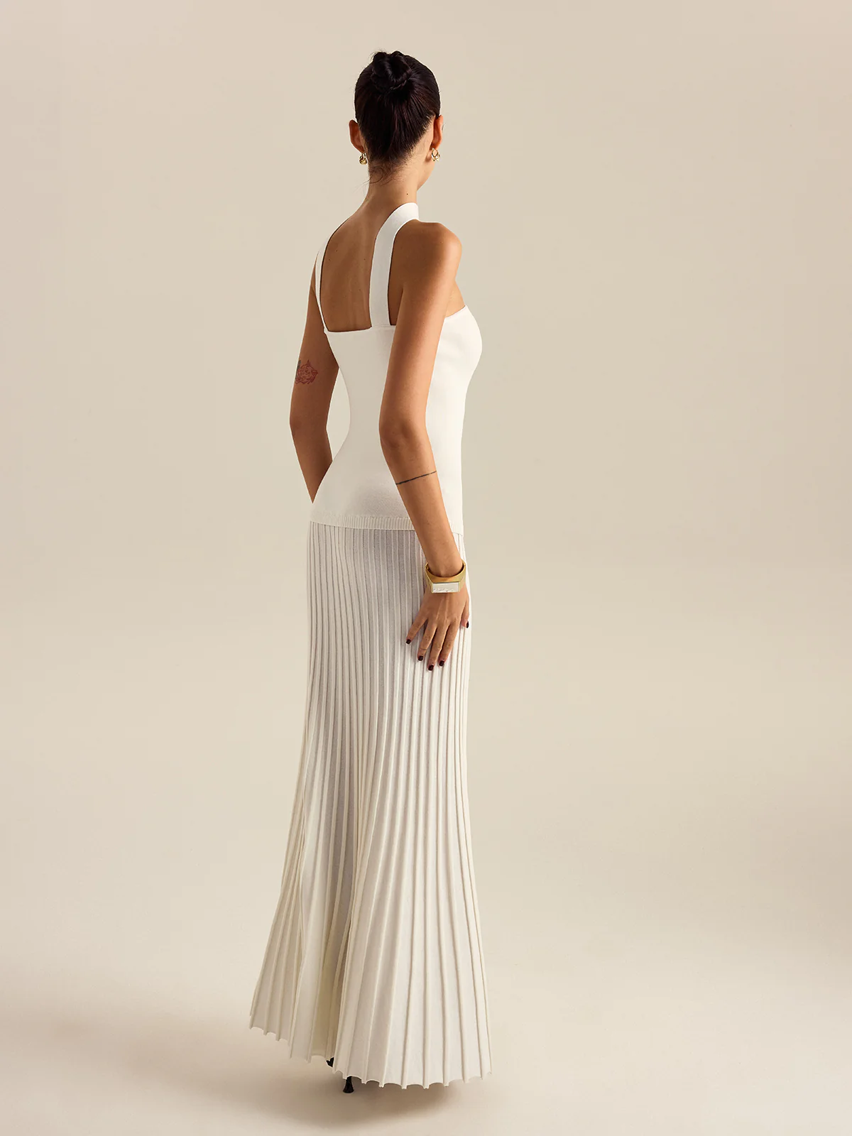 Halterneck Pleated Maxi Dress - Wholesalesil