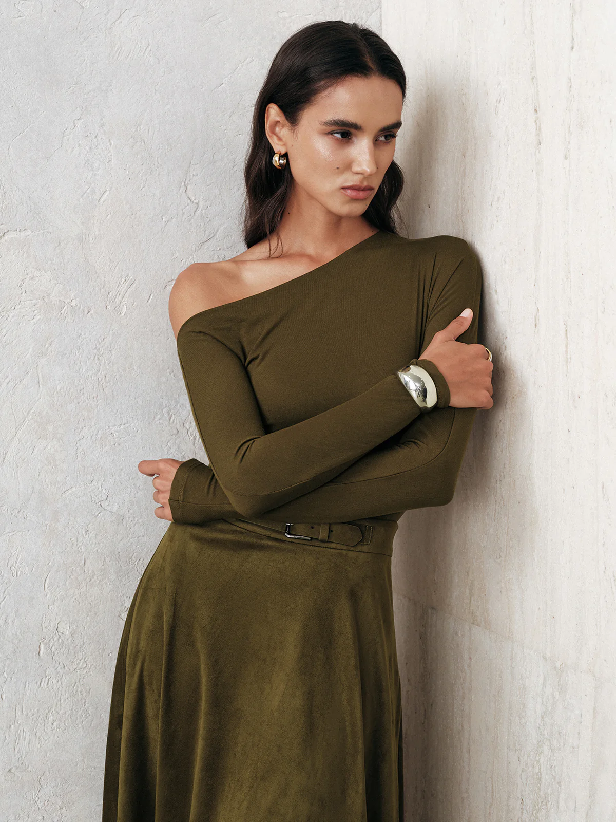 One-Shoulder Long Sleeve Blouse - Wholesalesil