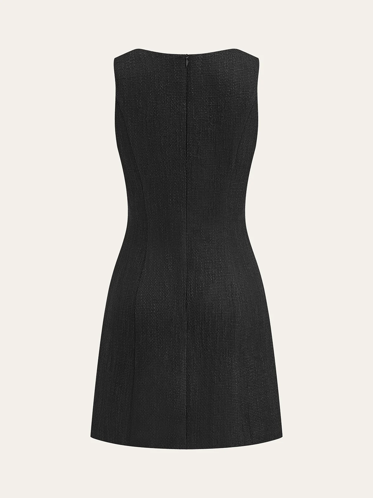 Tweed Sleeveless Button Mini Dress - Wholesalesil