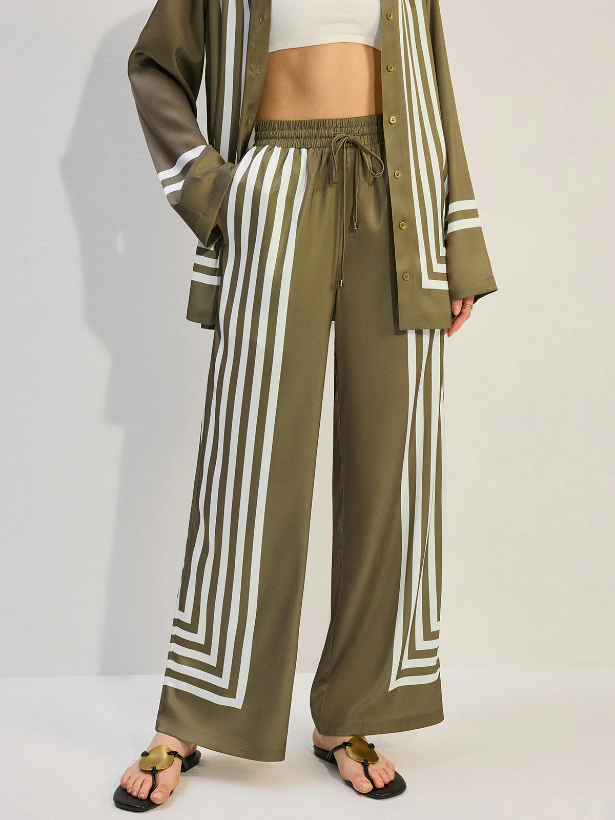 Striped Satin Pants - Wholesalesil