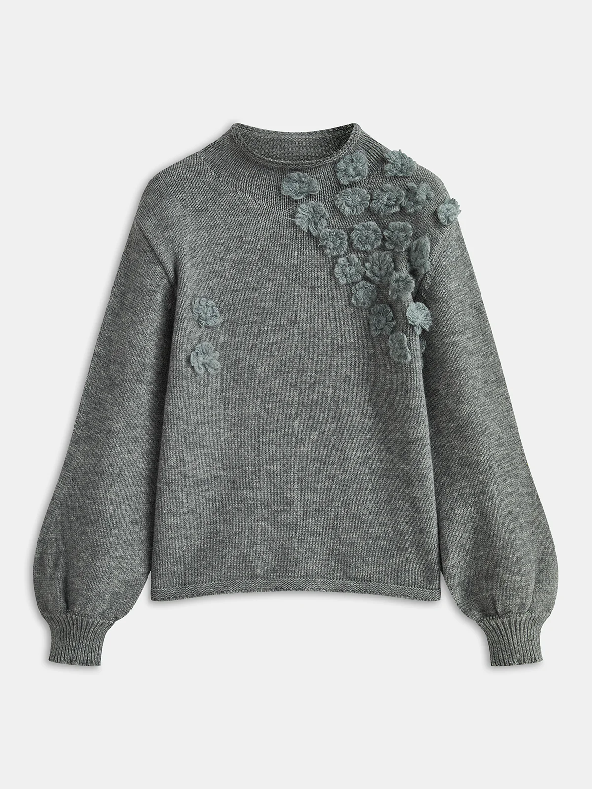 Floral Appliqu   Knit Sweater - Wholesalesil
