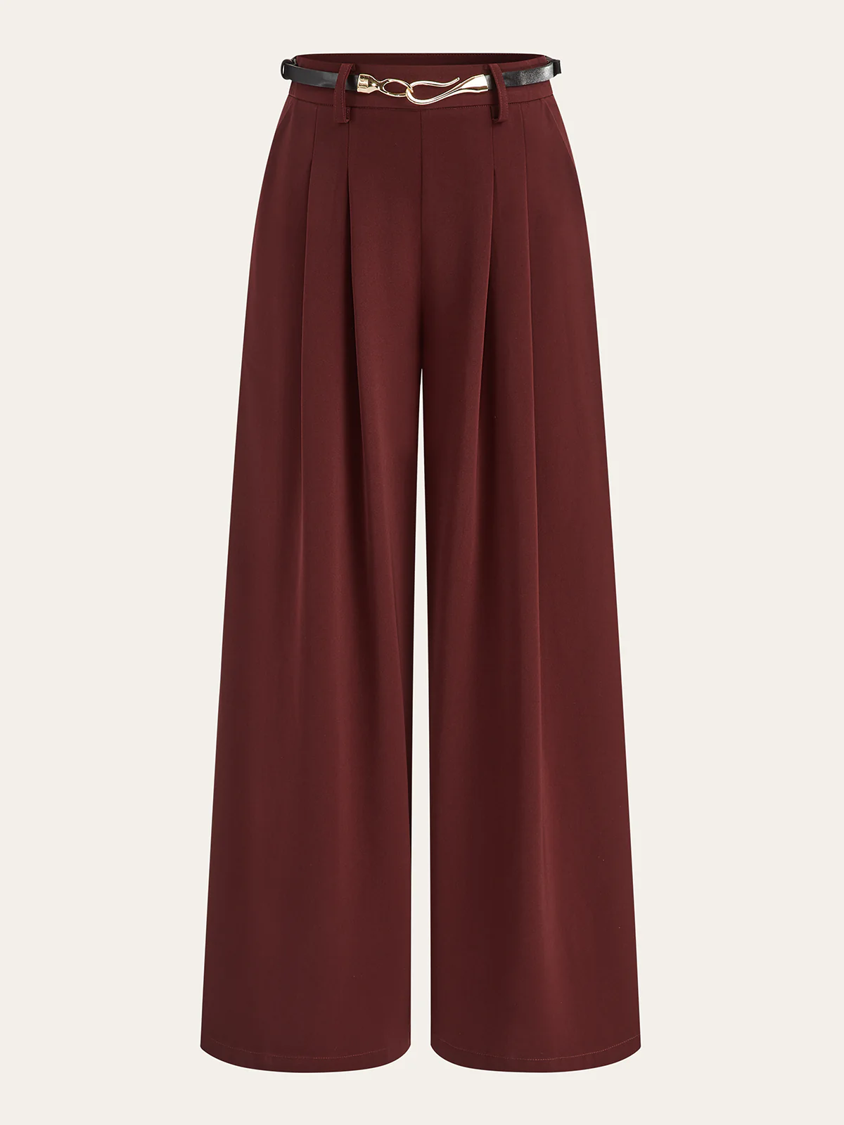 Belted Pleated Wide-Leg Pants - Wholesalesil
