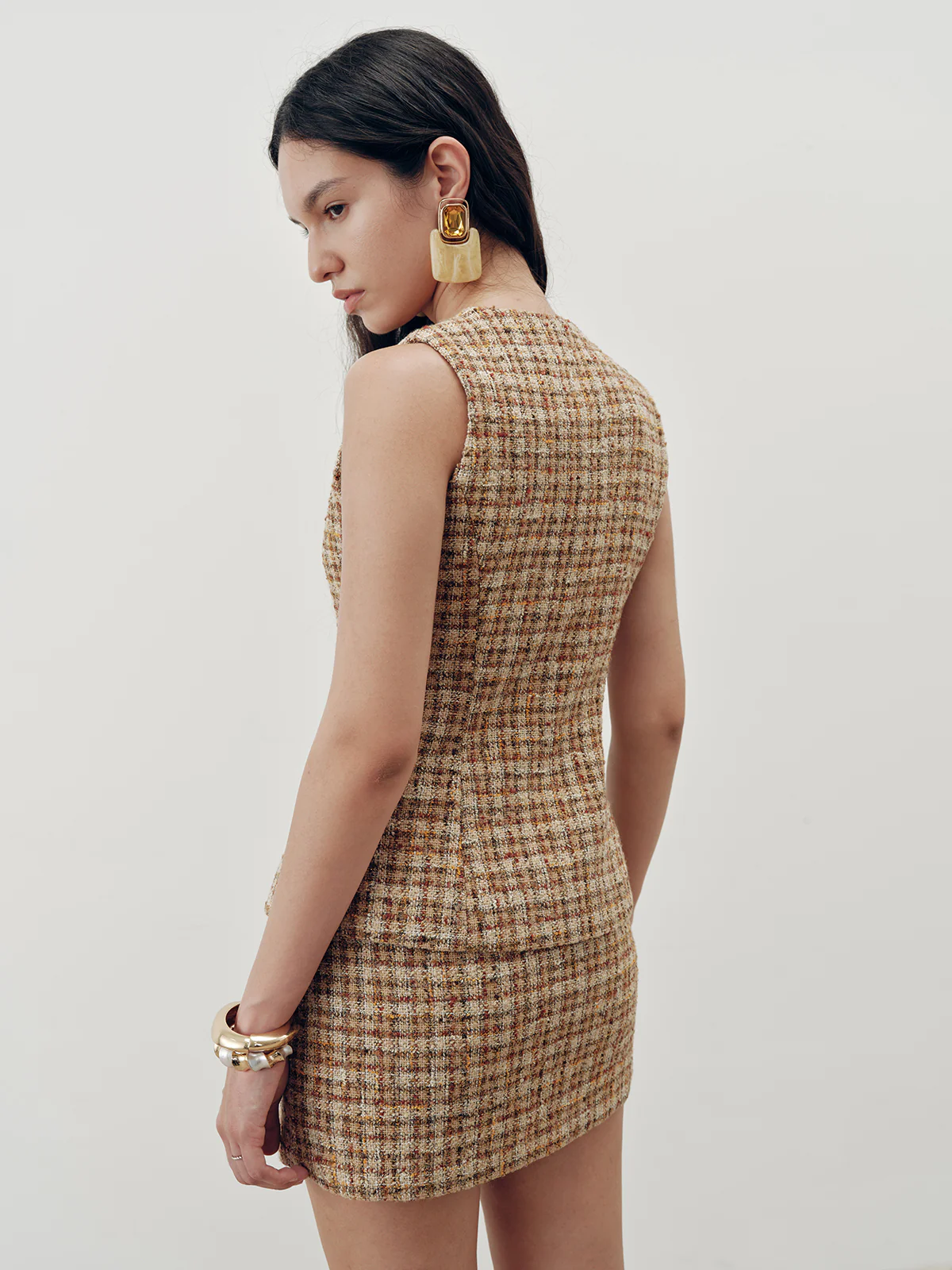 Tweed Sleeveless Vest - Wholesalesil