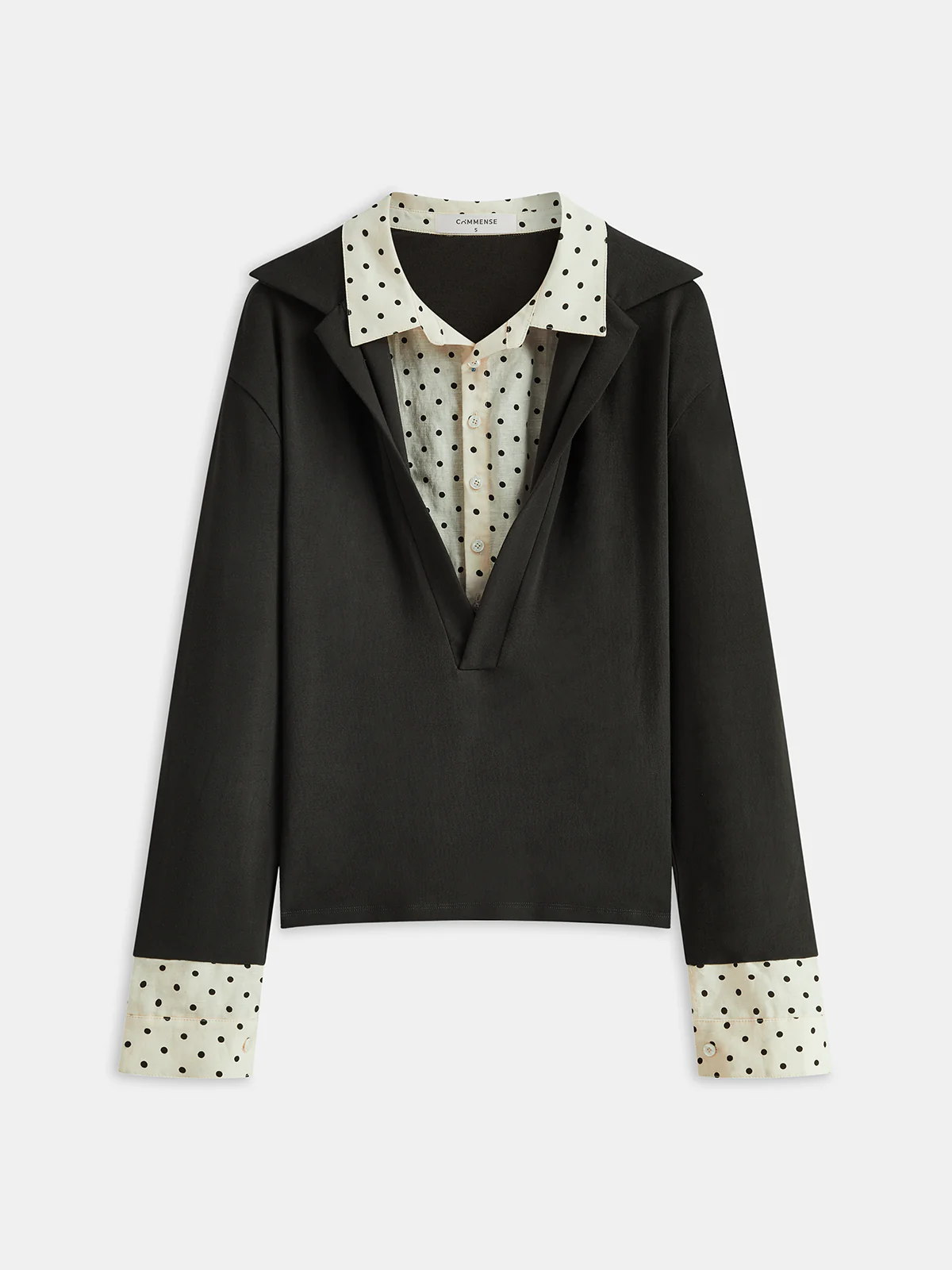 2 in 1 Polka Dot Contrast Bouse - Wholesalesil