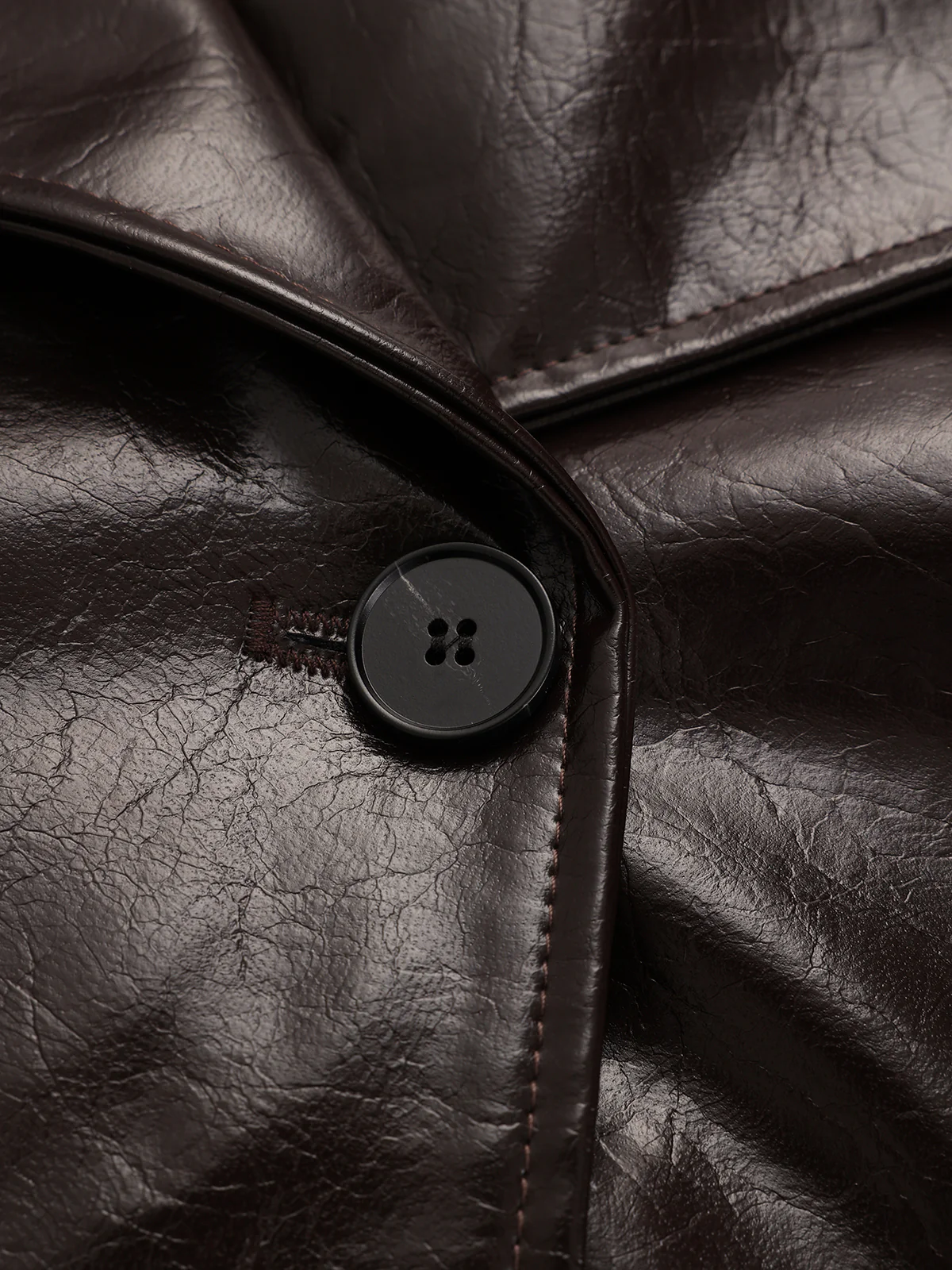 Belted Faux Leather Trench Coat - Wholesalesil