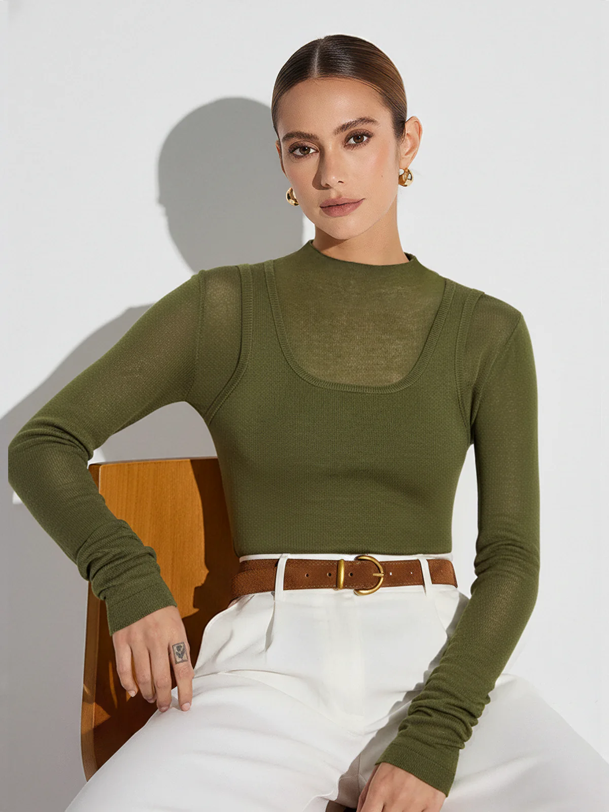 2 in 1 Long Sleeve Knit Top - Wholesalesil