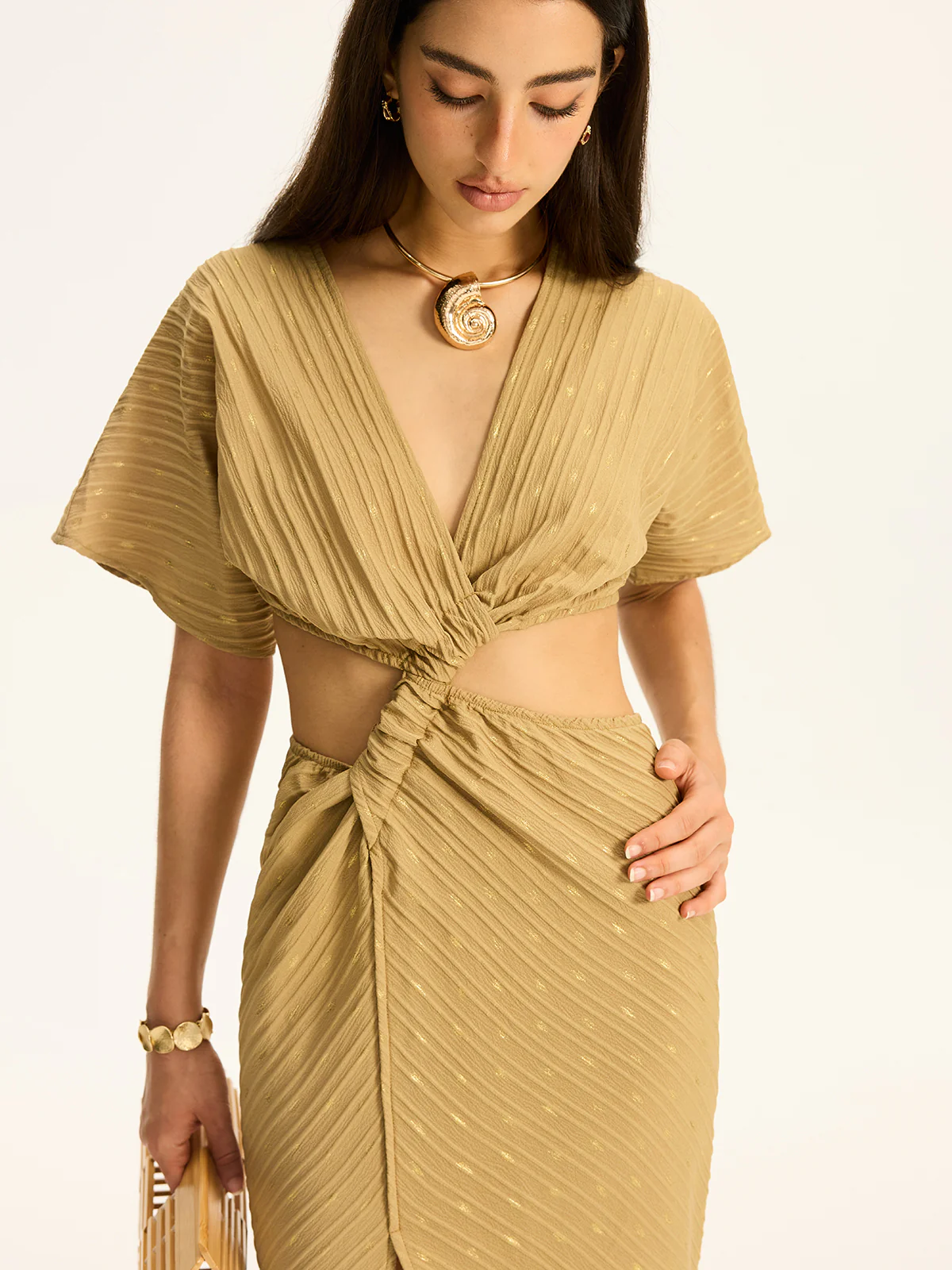 Cut-Out Twist Slit Maxi Dress - Wholesalesil