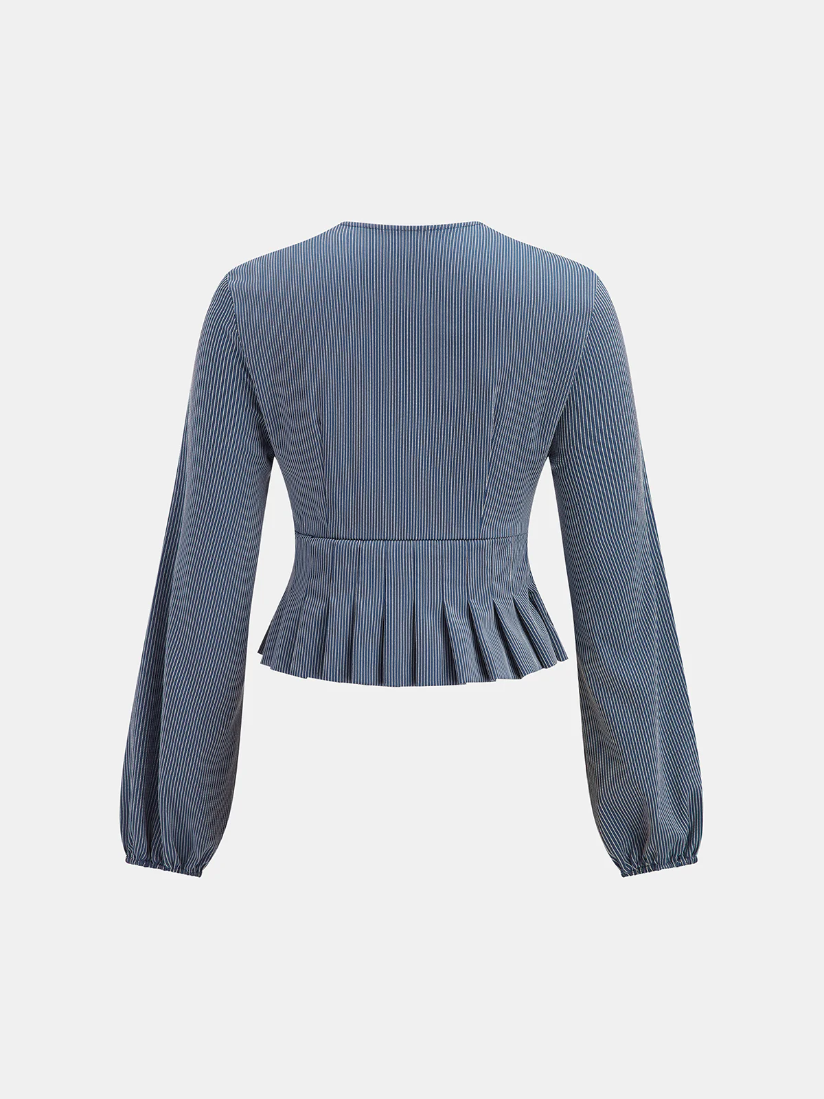 Striped Tie-Front V-Neck Peplum Blouse - Wholesalesil