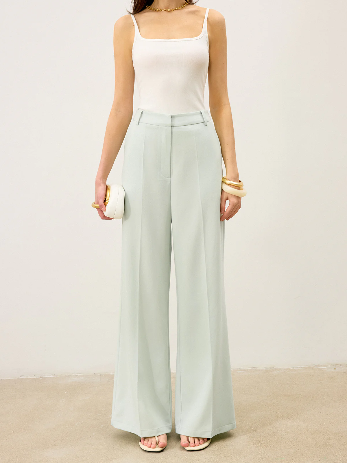 High-Waisted Wide-Leg Pants - Wholesalesil
