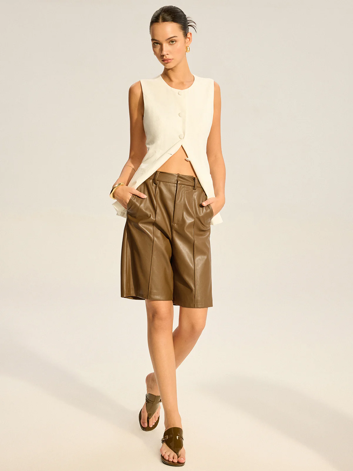 PU Leather Bermuda Shorts - Wholesalesil