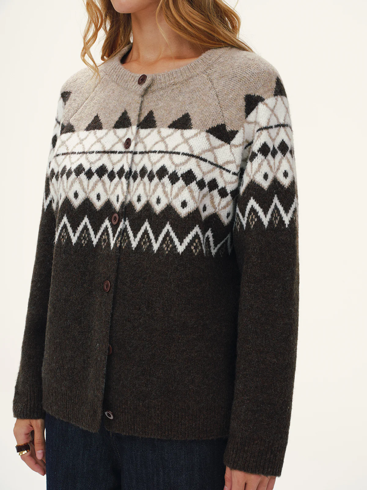 Wool-Blend Fair Isle Cardigan - Wholesalesil
