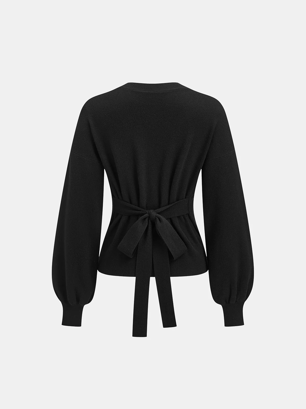 Metal Sun Button Tie-Back Cardigan - Wholesalesil