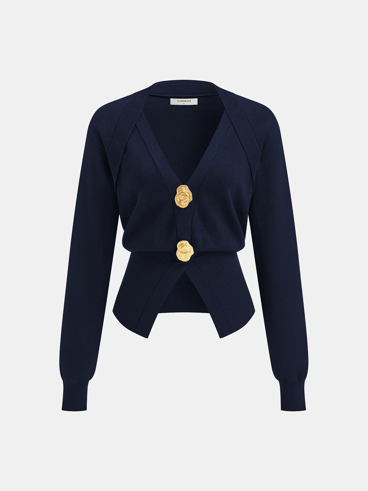 Metal Button V-Neck Knit Cardigan - Wholesalesil