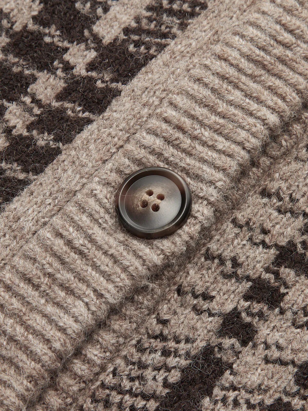 Plaid Wool-Blend Button Cardigan - Wholesalesil