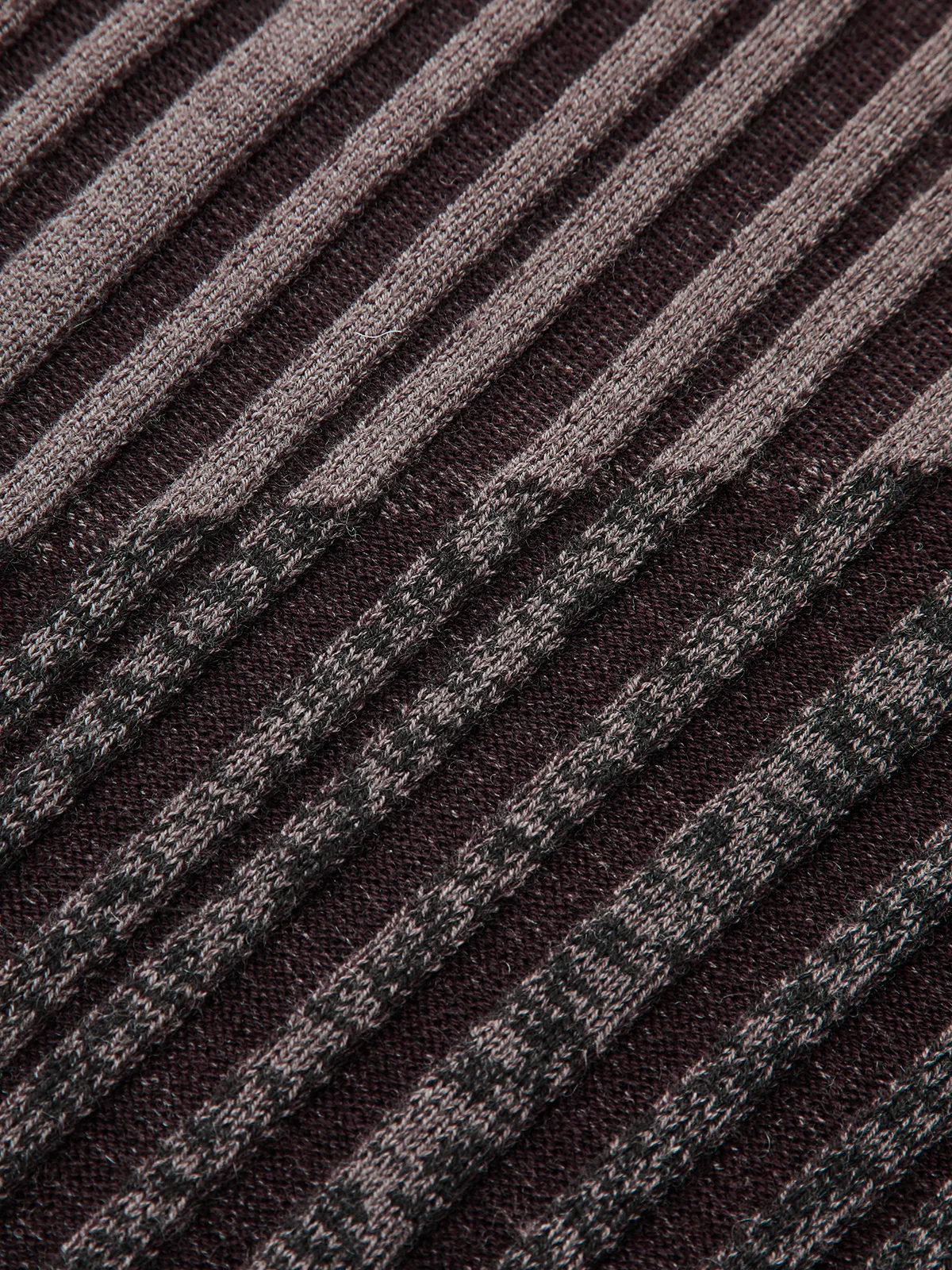 Wool Blend Two-Tone Mock Neck Knit Top - Wholesalesil