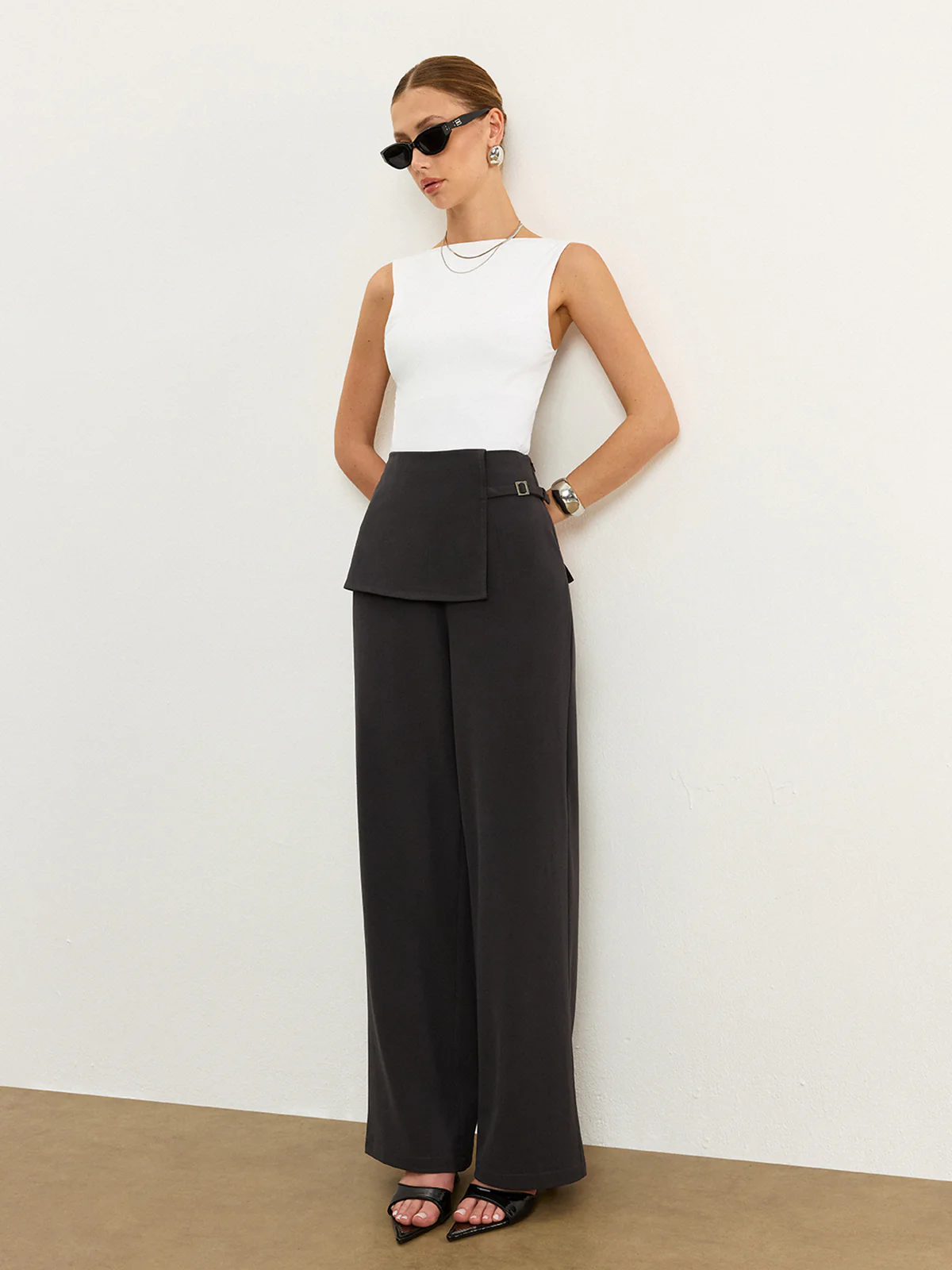 Asymmetric Waist Pants - Wholesalesil