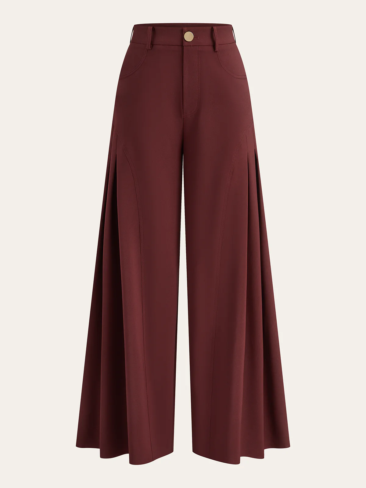 Wide-Leg Pleated Pants - Wholesalesil