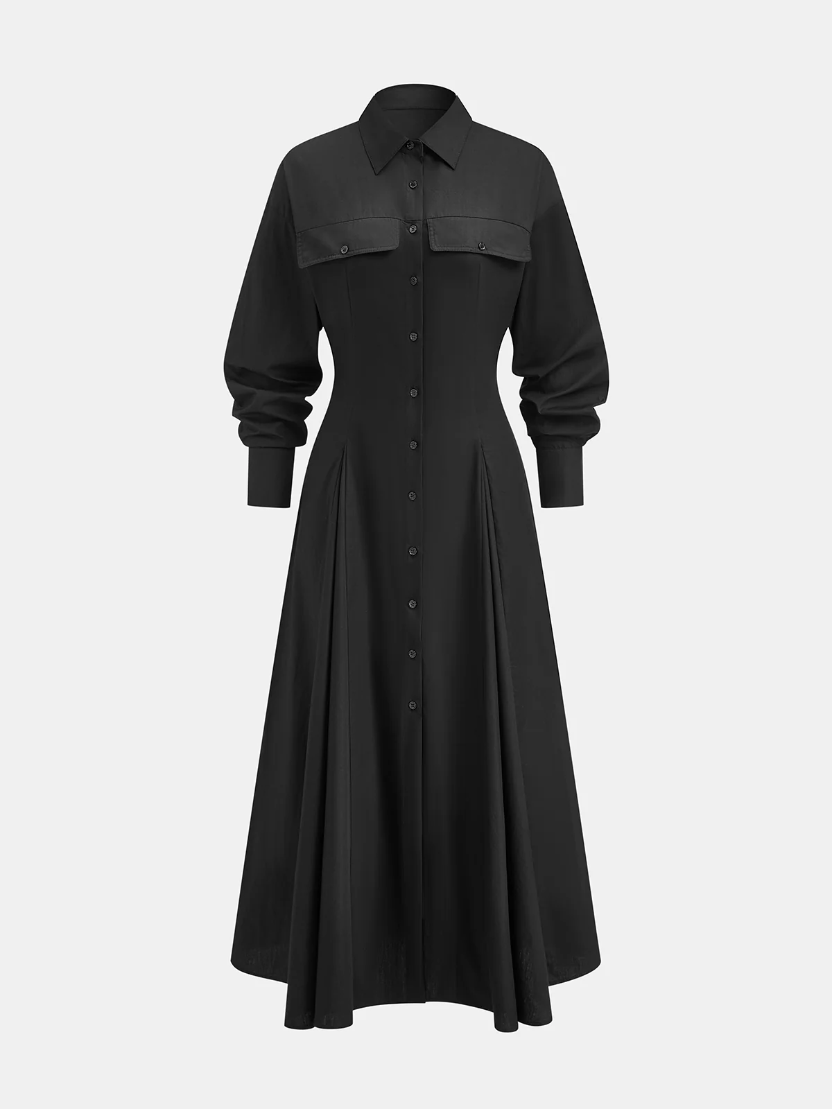 Pleated Button Front Shirt Dress - Wholesalesil