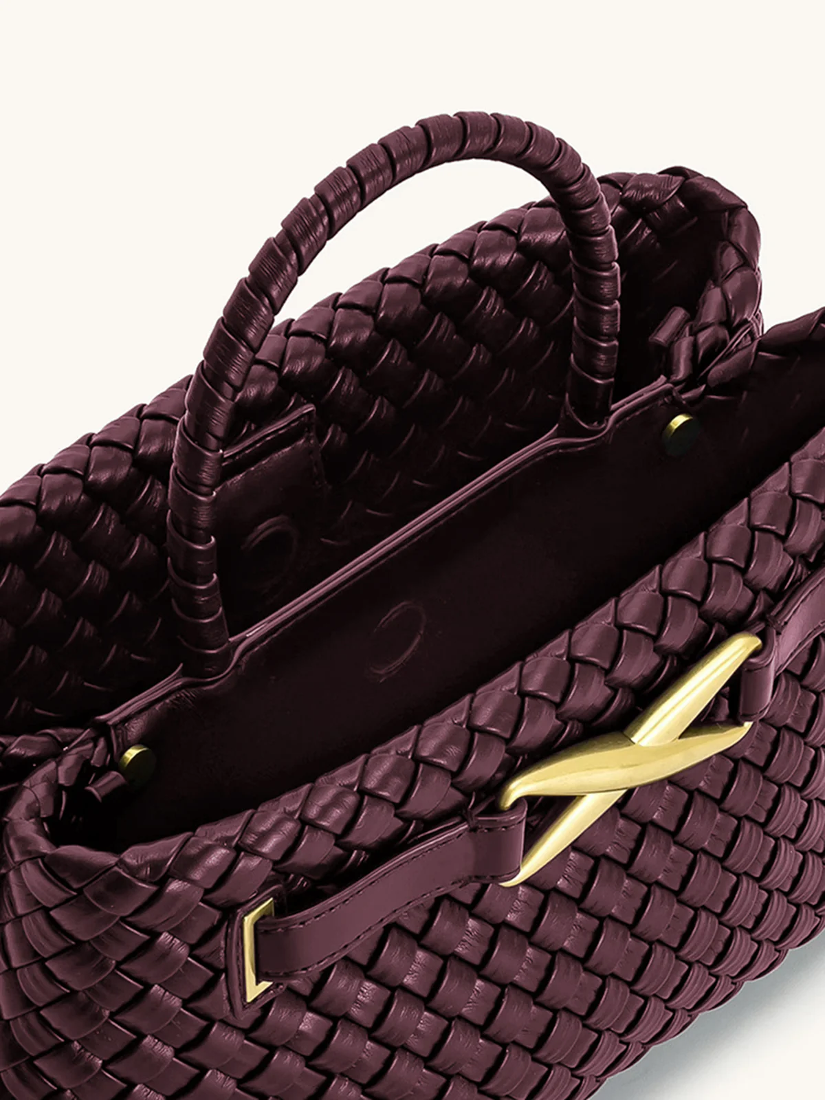 Woven Faux Leather Top Handle Bag - Wholesalesil