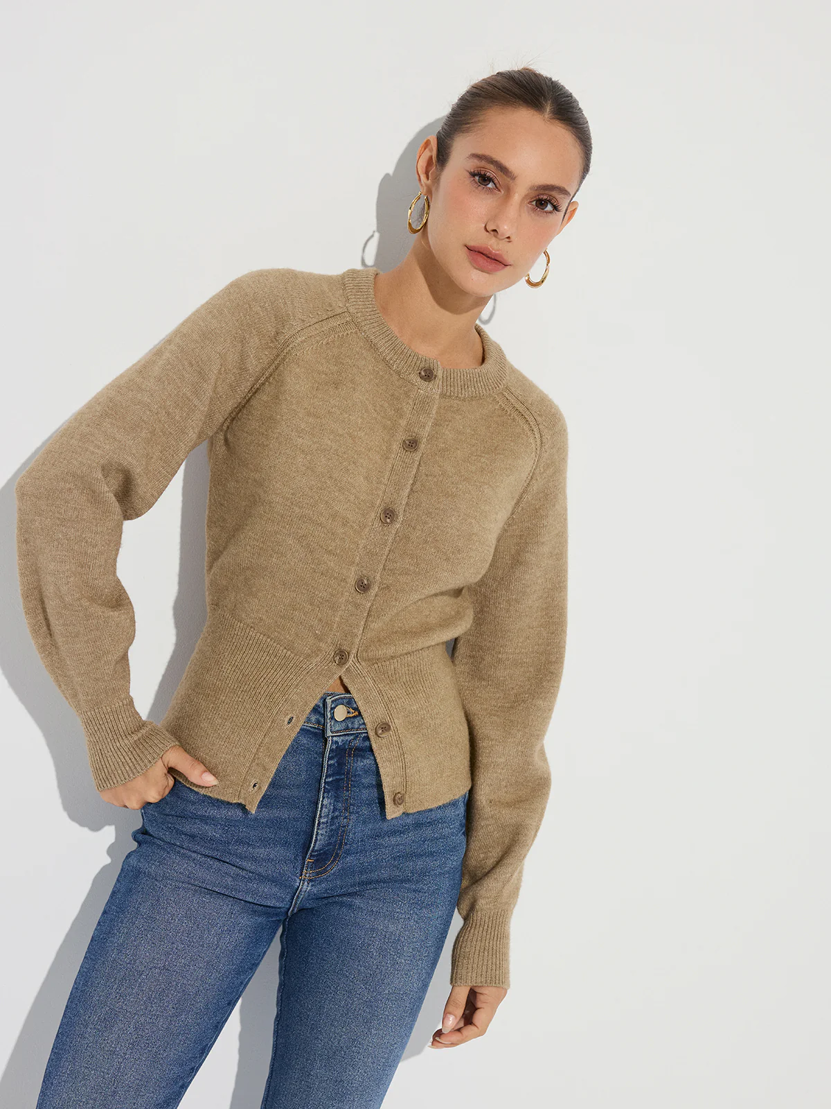 Cinched Waist Knit Cardigan - Wholesalesil