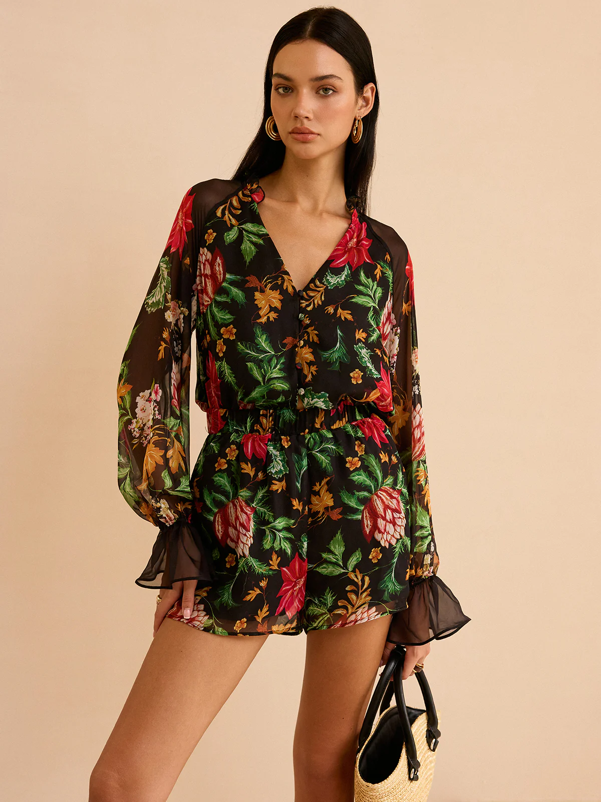 Chiffon Floral Print Blouse - Wholesalesil