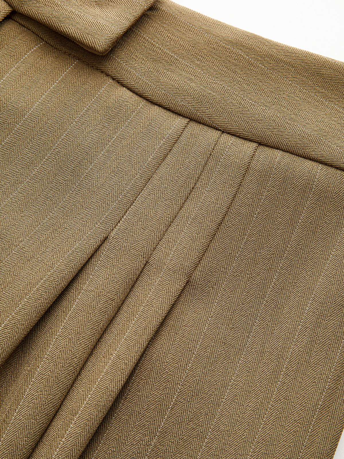 Pleated Pinstriped Wide-Leg Pants - Wholesalesil