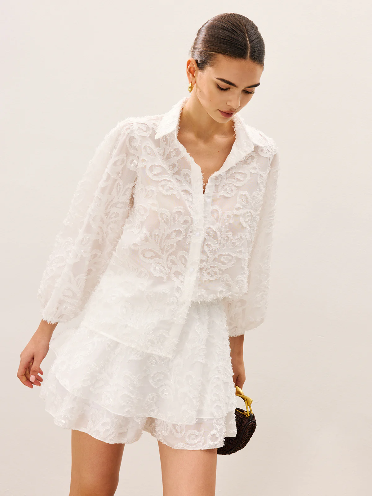 Sheer Embroidered Short Set - Wholesalesil