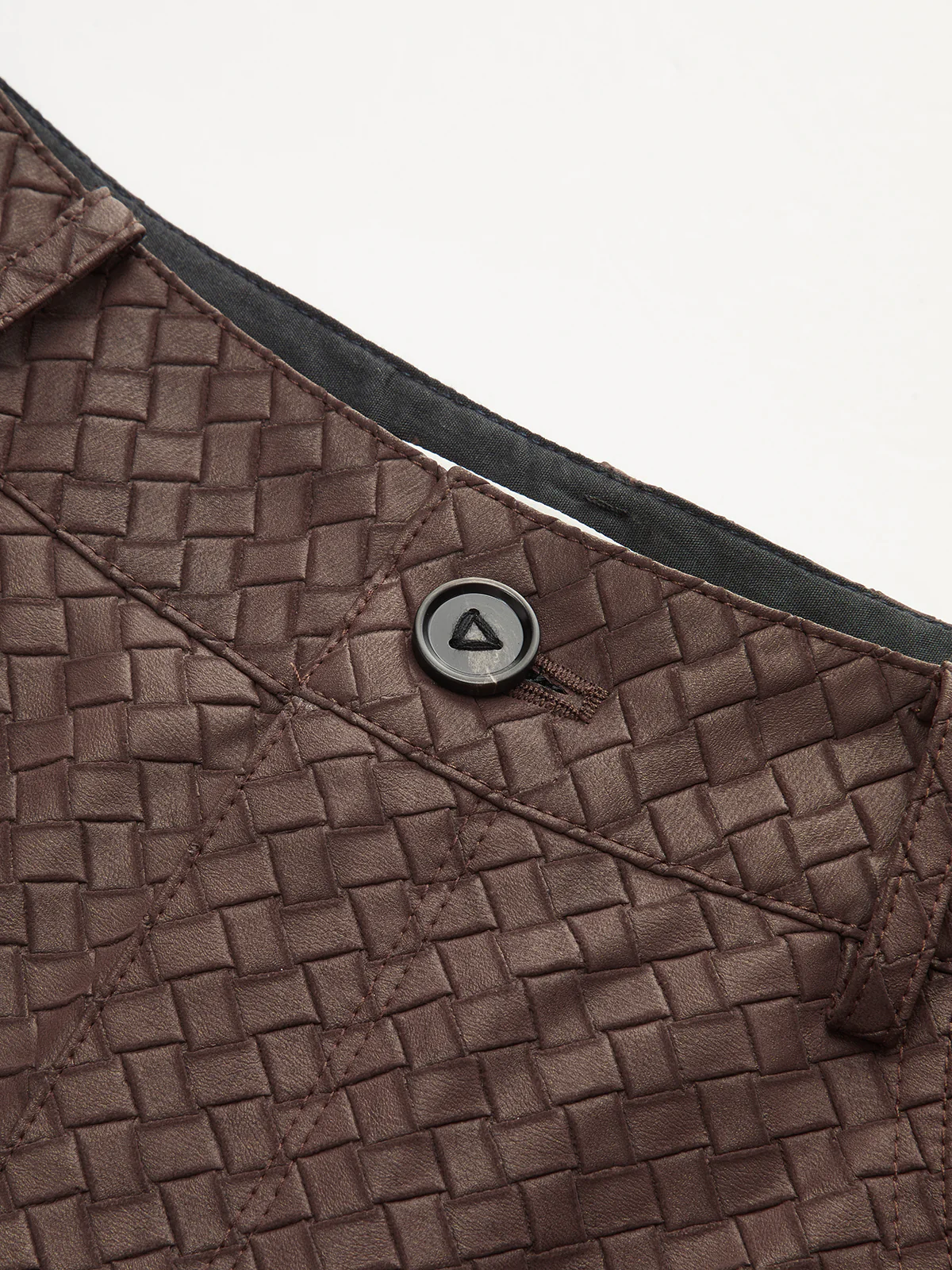 Faux Leather Woven-Patterned Pants - Wholesalesil