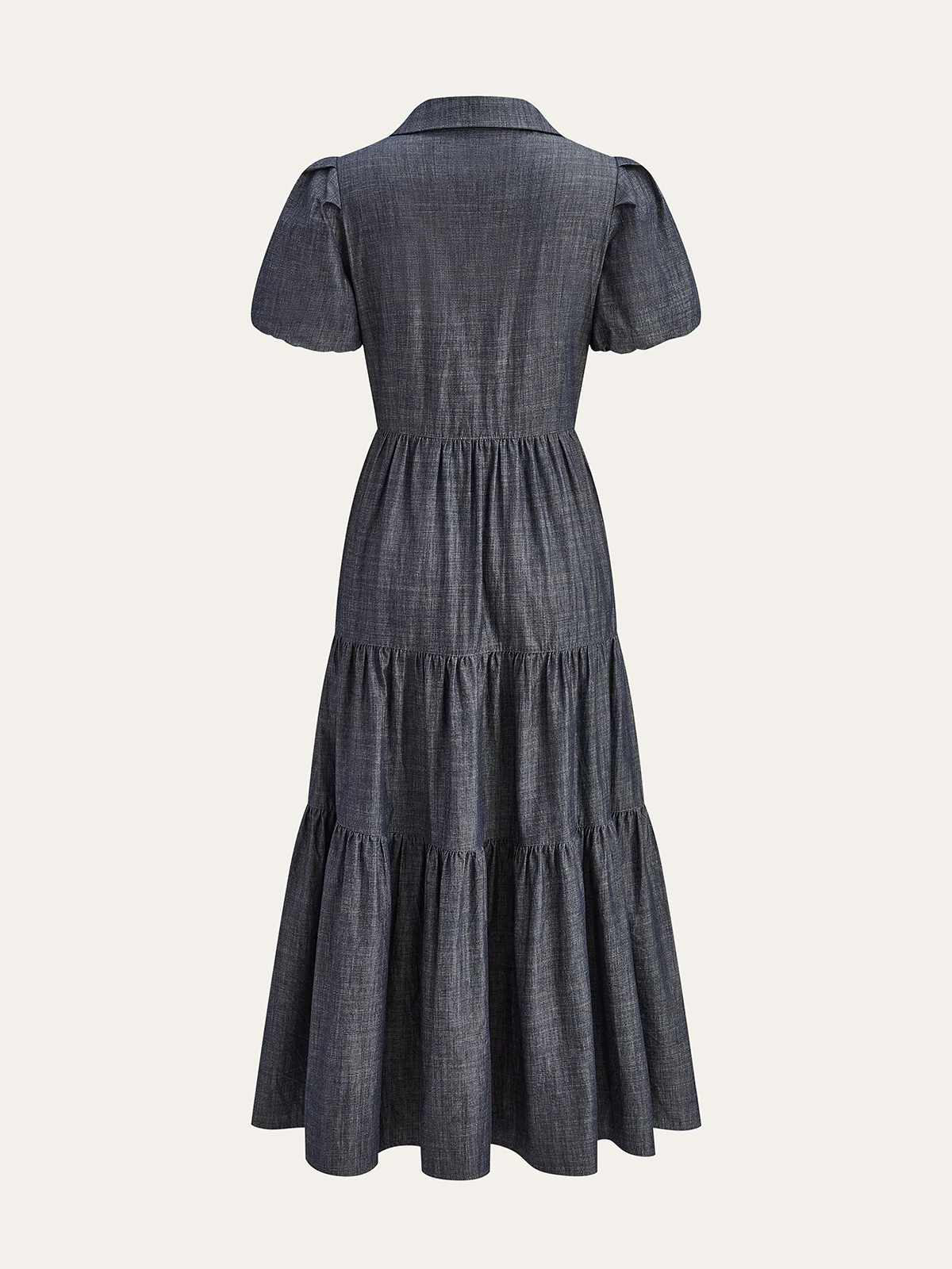 Puff Sleeve Tiered Button-Front maxi Dress - Wholesalesil
