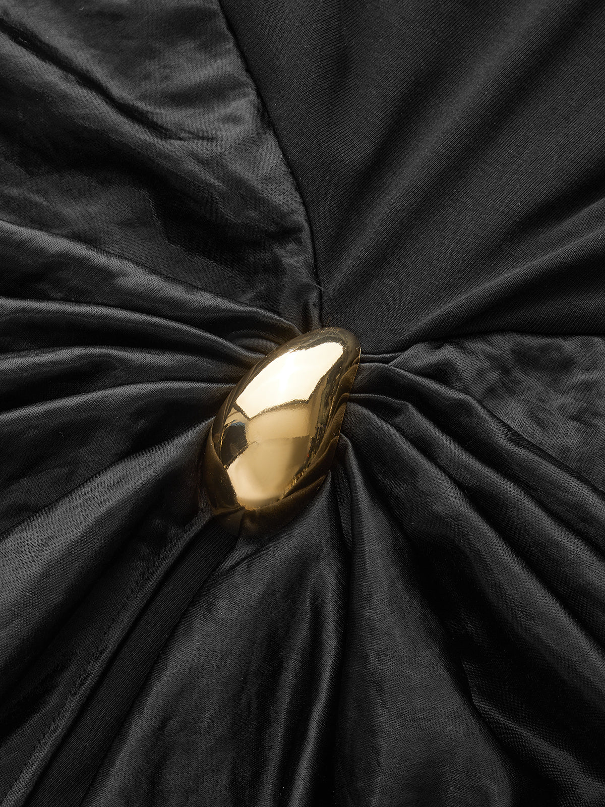 Short Sleeve Ruched Metal Buckle Dress - Wholesalesil