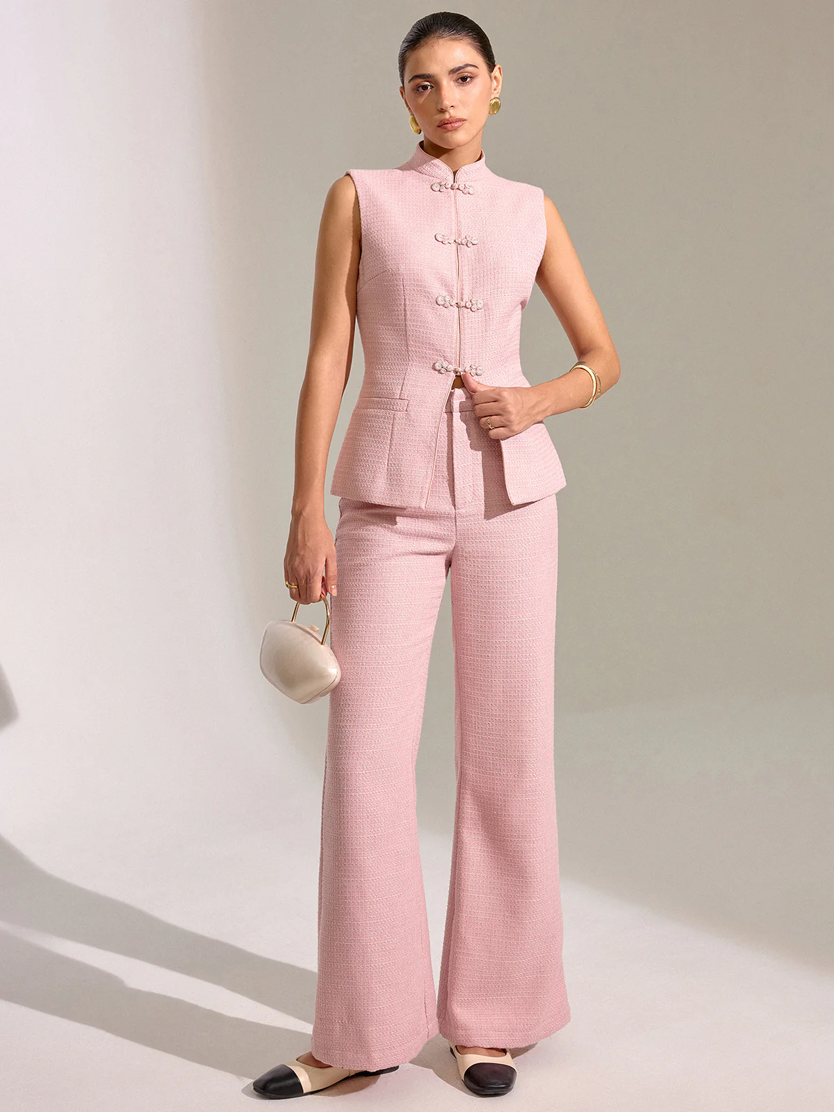 Textured Mid-Waist Straight Leg Pants - Wholesalesil