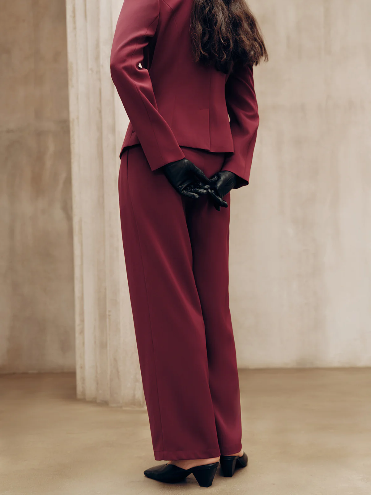 Mid-Waist Pleated Wide-Leg Pants - Wholesalesil