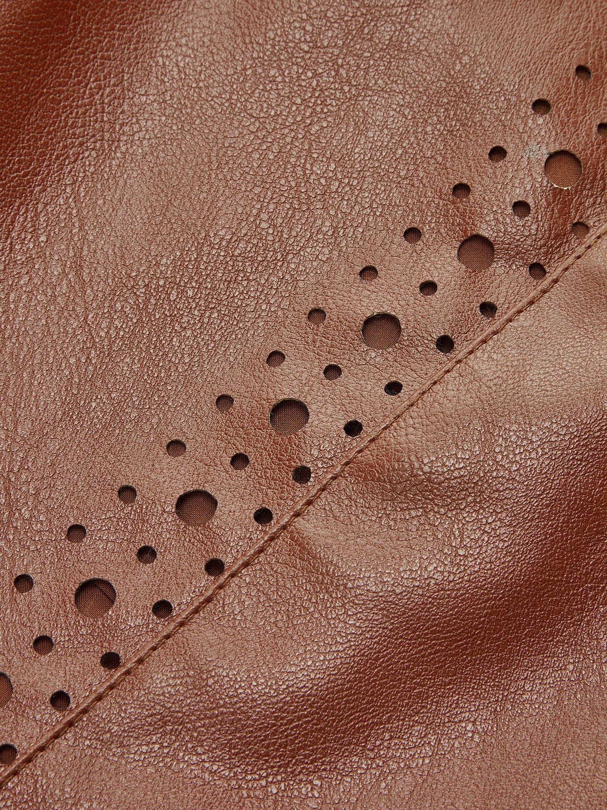 Belted Laser-cut Faux Leather Skirt - Wholesalesil