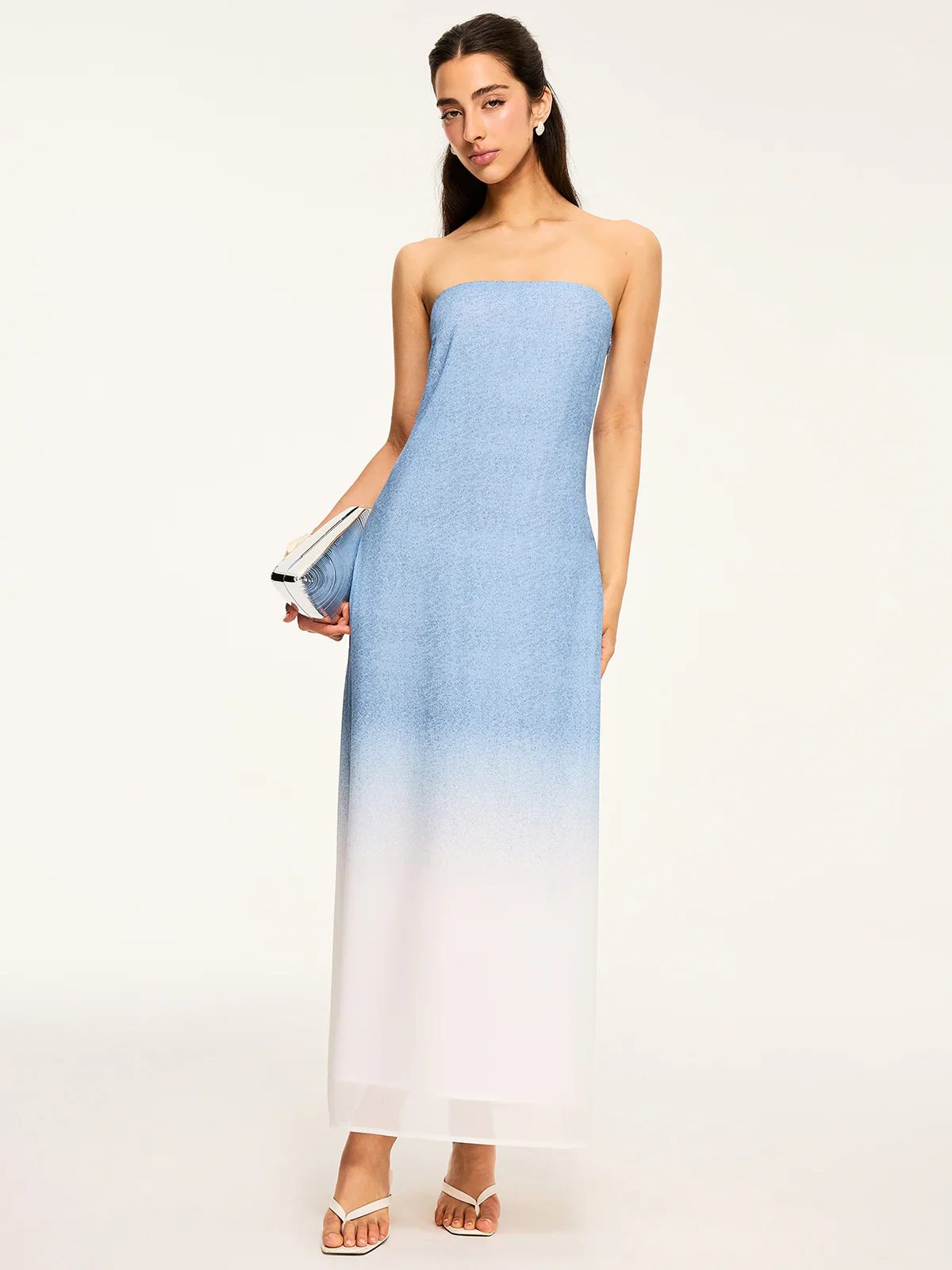 Gradient Strapless Maxi Slit Dress - Wholesalesil