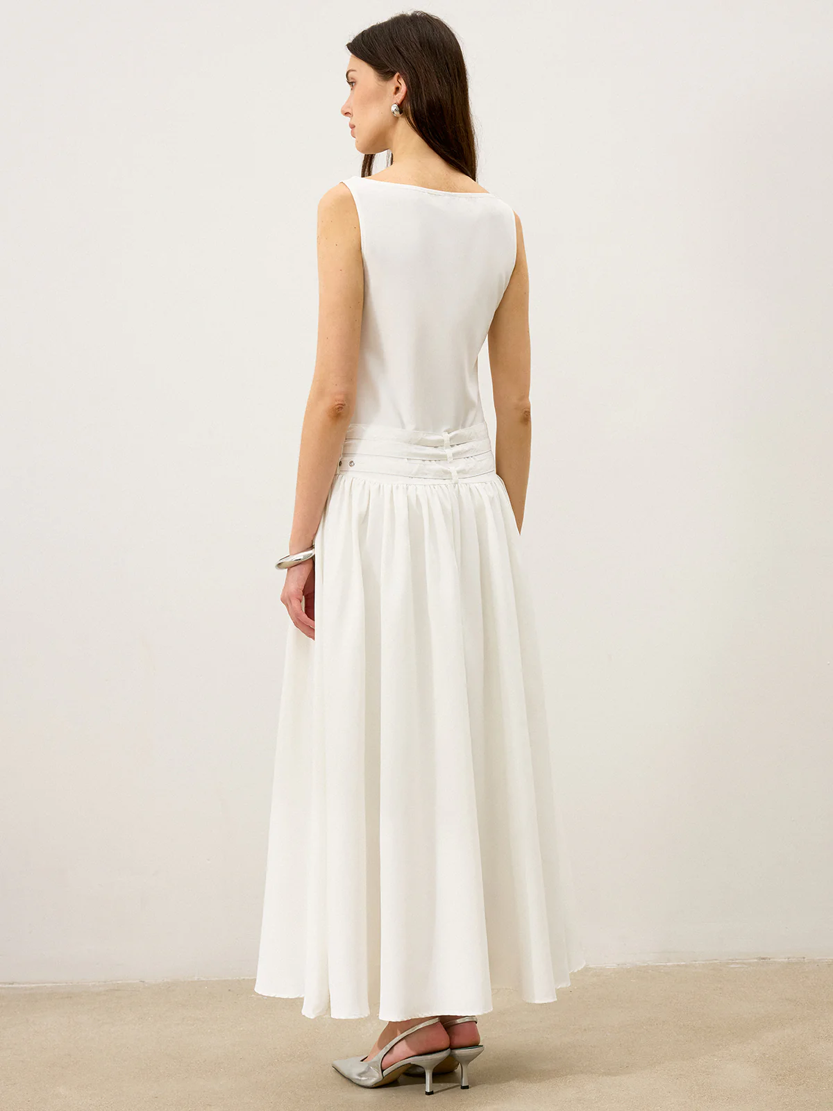 Boat Neck Multi-Belt Low-Waist Maxi Dress - Wholesalesil