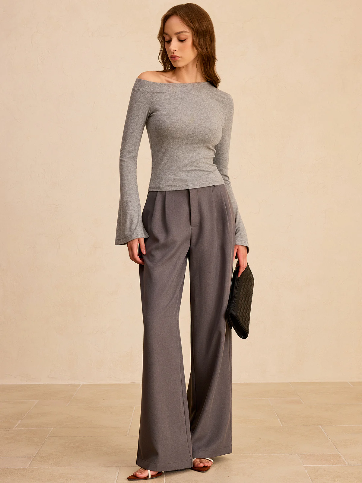 Off-Shoulder Bell-Sleeve Blouse - Wholesalesil