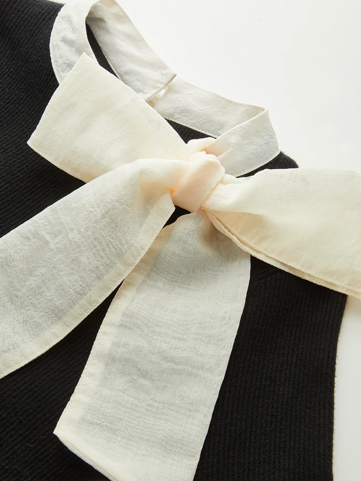 Bow Ribbed Flared Cuff Sweater - Wholesalesil