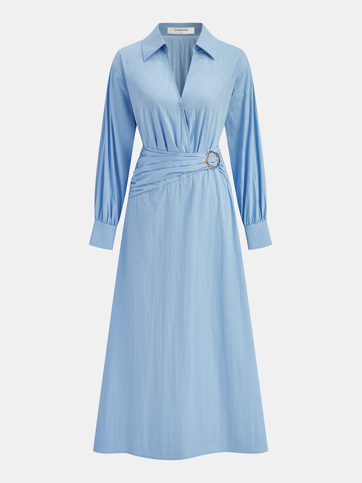 V-neck Collared Maxi Dress - Wholesalesil