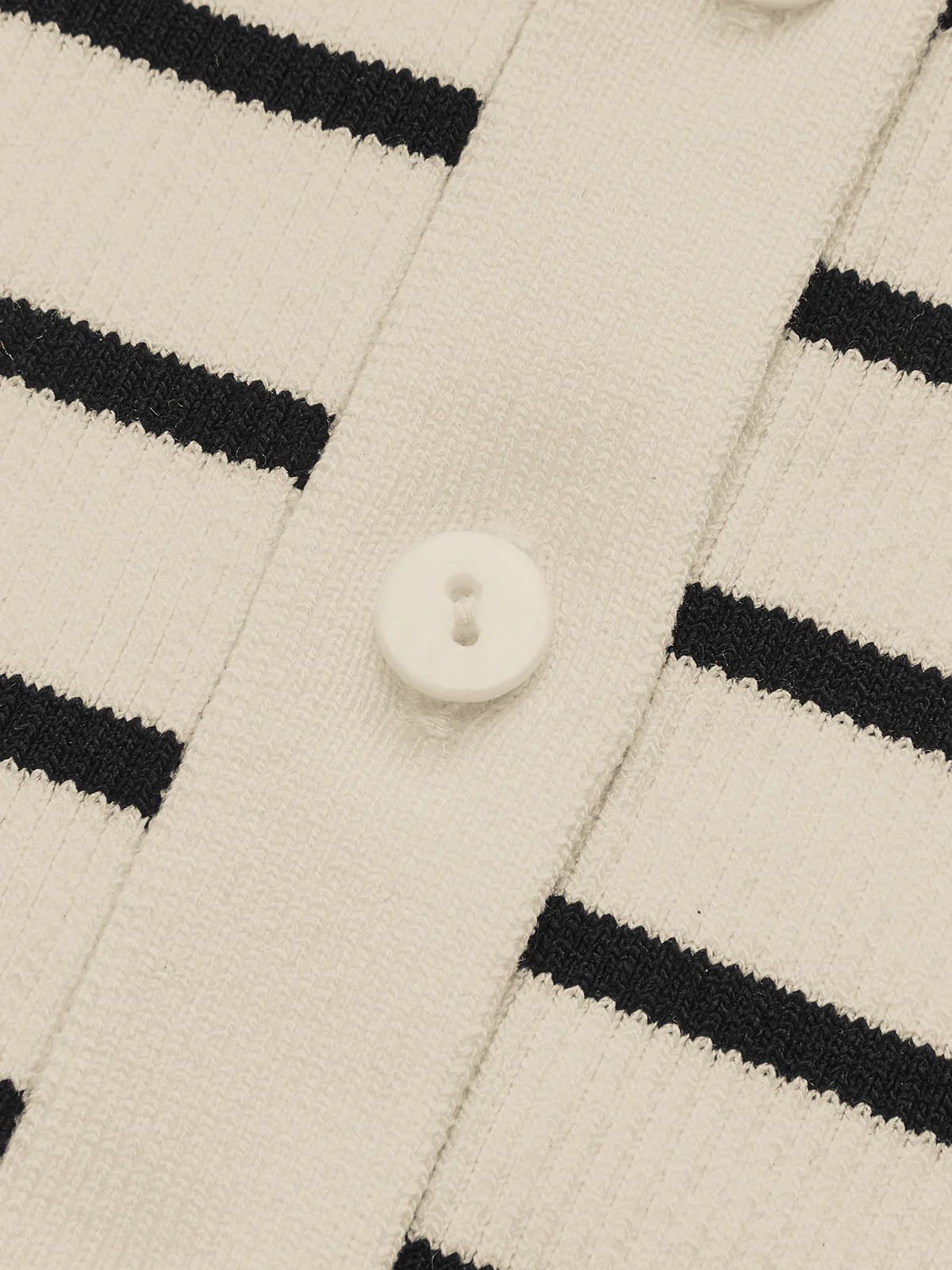 Striped Short-Sleeve Polo Collar Knit Cardigan - Wholesalesil