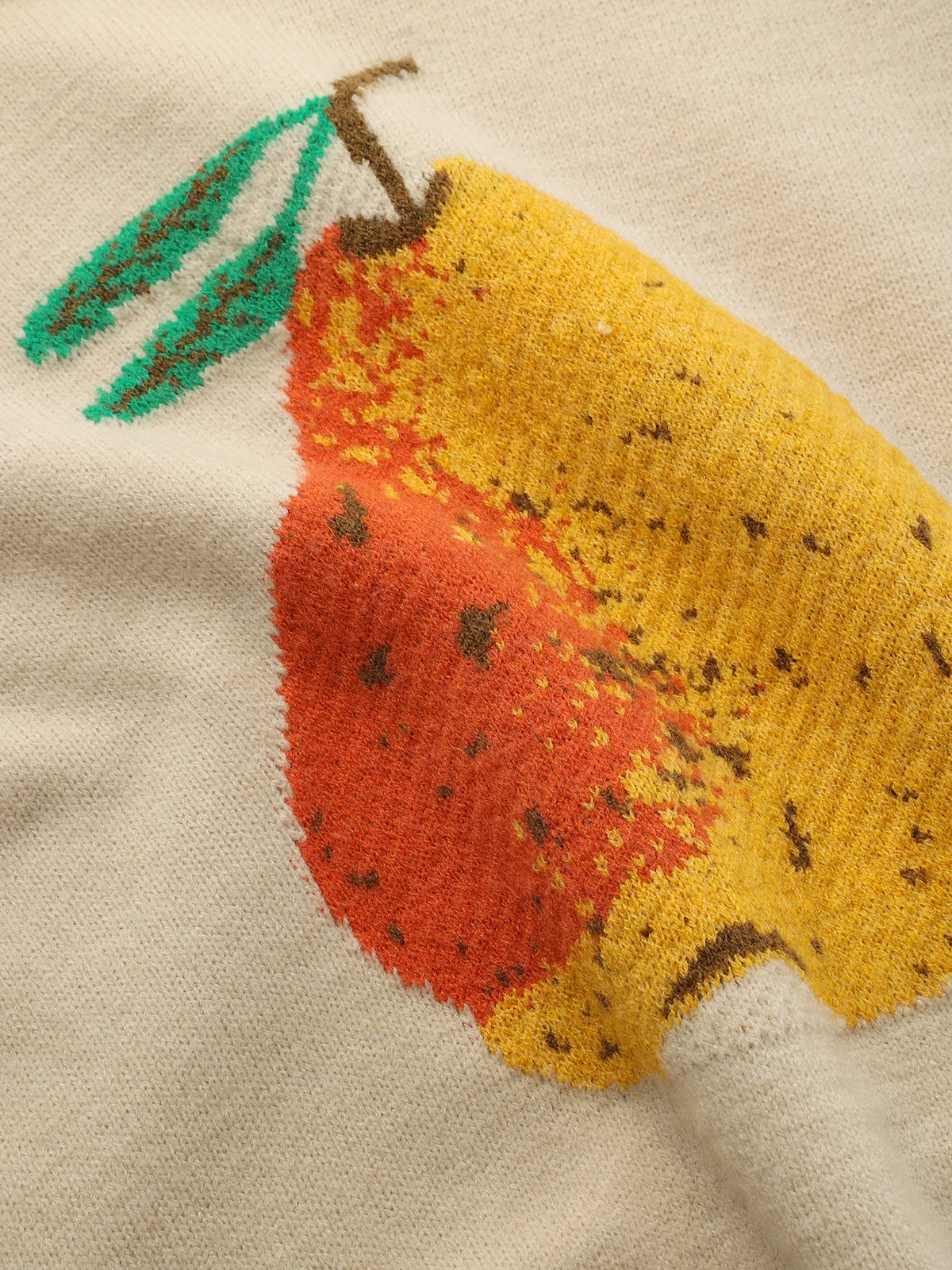 Lace-Up Trim Pear Pattern Sweater - Wholesalesil