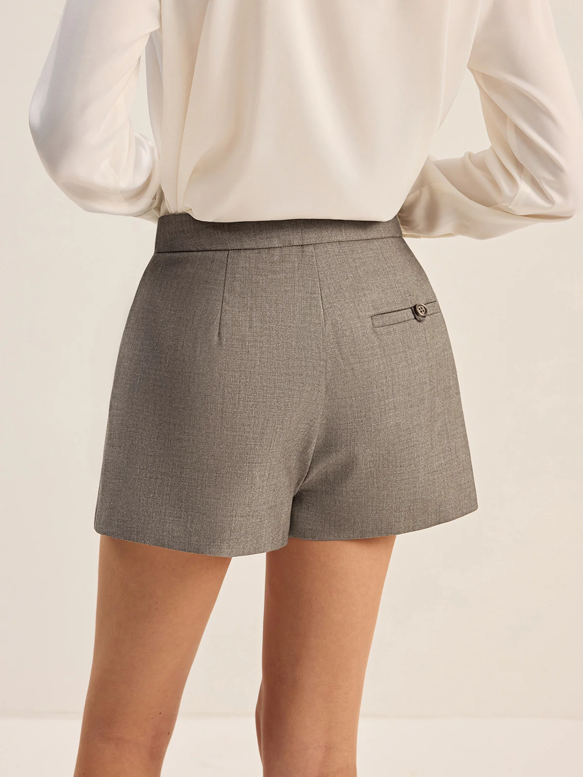 Cotton Blend Pleated Shorts - Wholesalesil